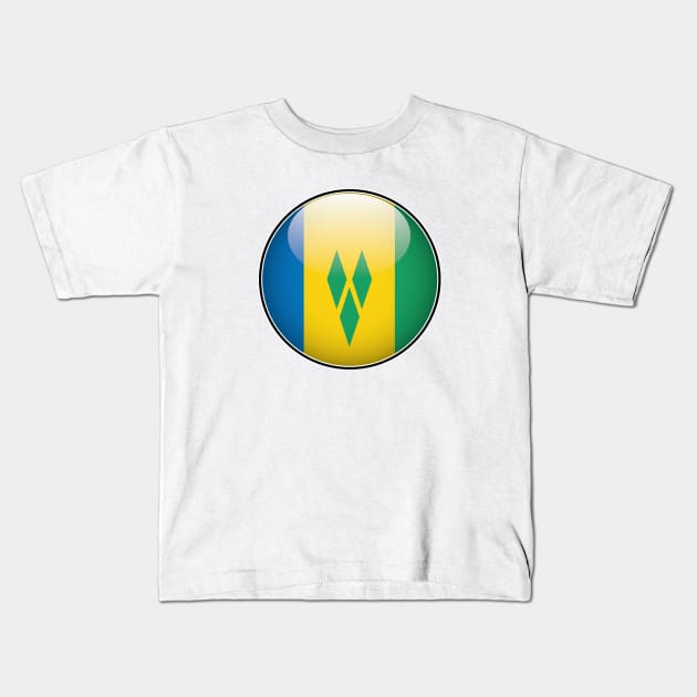 St Vincent and The Grenadines National Flag Glossy Button Kids T-Shirt by IslandConcepts